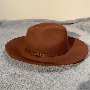Wide Brim Wool Brown Hat